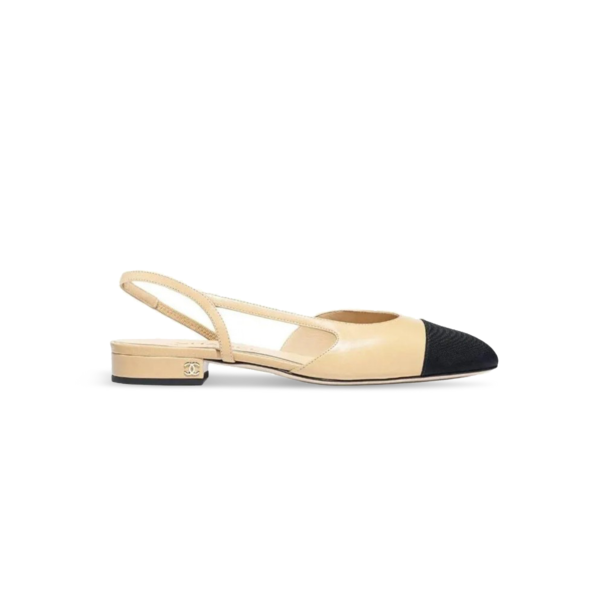 CHANEL SLINGBACKS GOATSKIN & GROSGRAIN BEIGE & BLACK G31319 Y50006 C8378 CHANEL SLINGBACKS GOATSKIN & GROSGRAIN BEIGE & BLACK G31319 Y50006 C8378